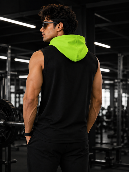 ELABOT Men's Sleeveless Hooded T-Shirt | Premium Casual & Gym Wear