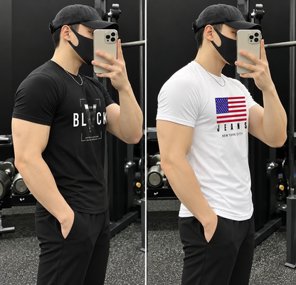 Men's Graphic T-Shirt Combo Pack of 2 | Black & White Printed Cotton Tee