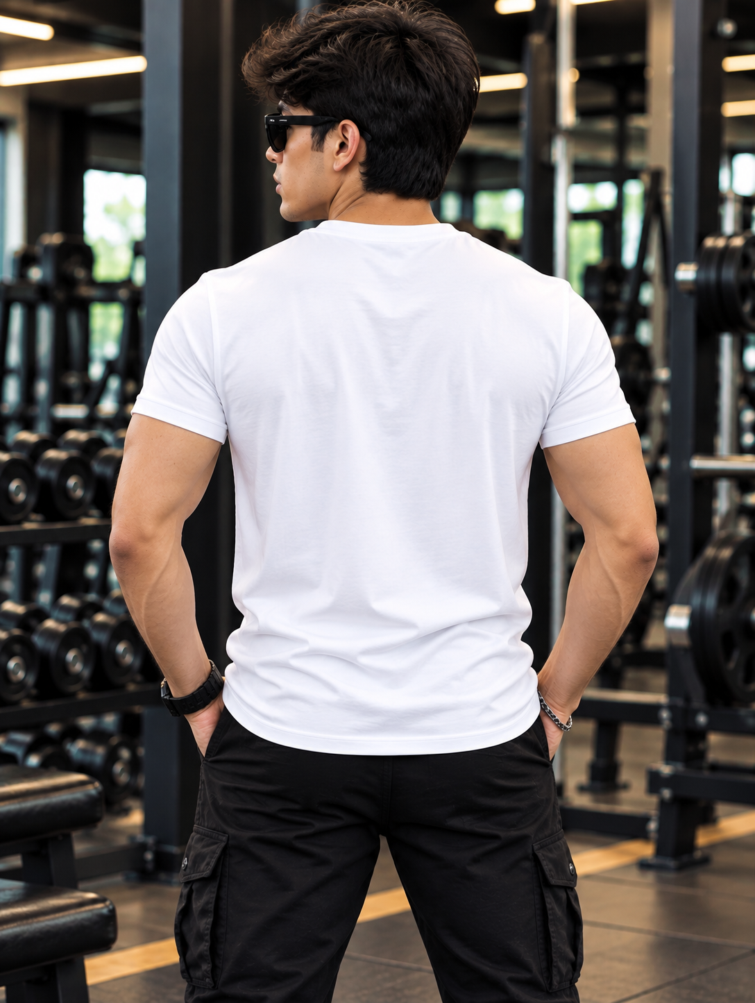 Men's White Graphic T-Shirt | American Flag "JEANS New York City" Print | Premium Cotton